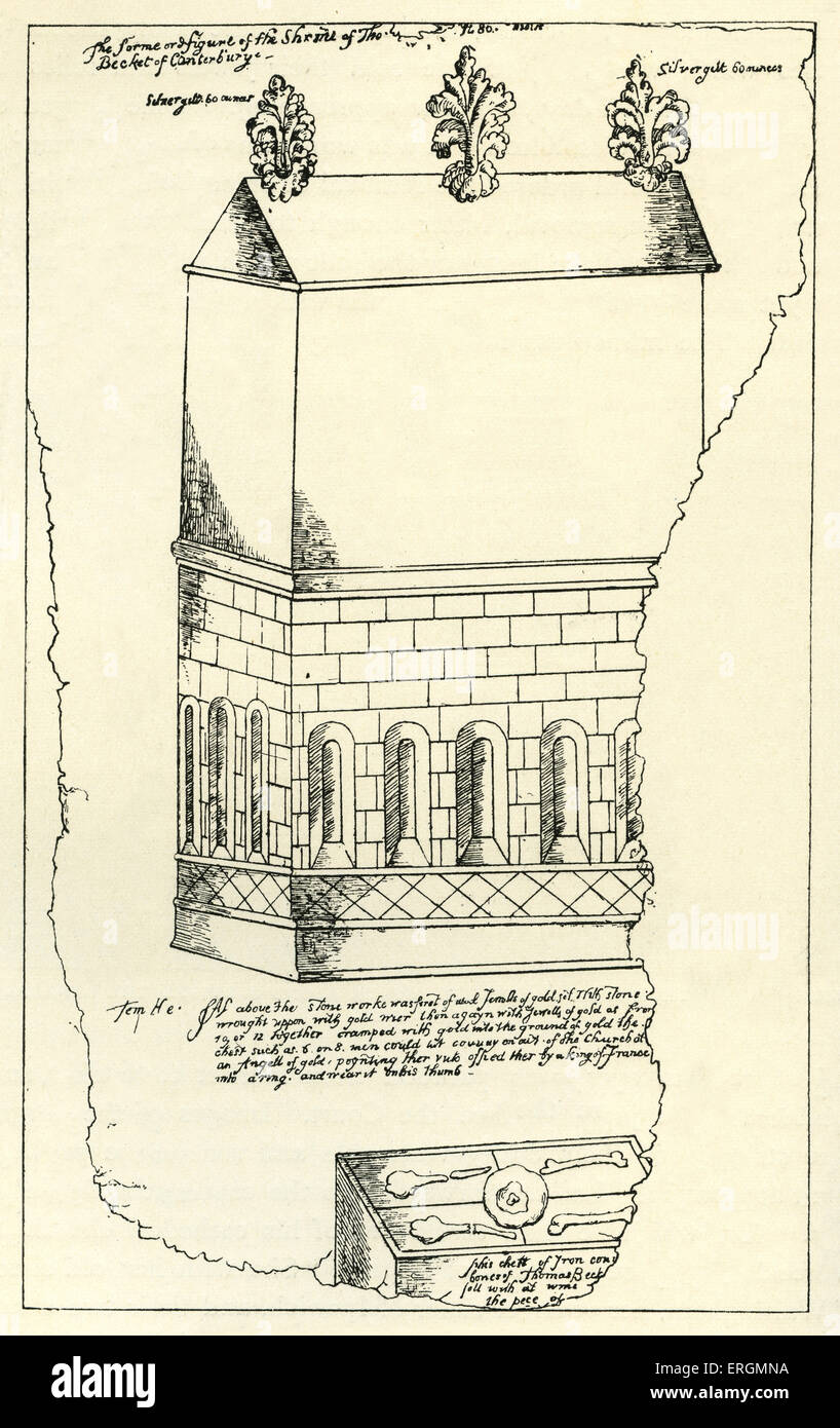 Culte de Saint Thomas Beckett à la Cathédrale de Canterbury. Après l'illustration de Cott. Tib. E. manuscrit. Banque D'Images