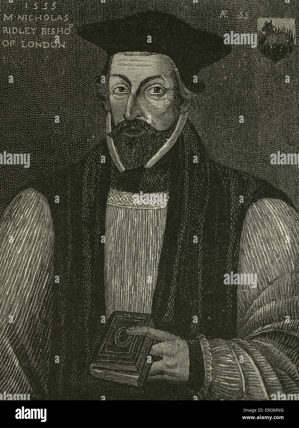 Nicolas Ridley (1500-1555) était un évêque brûlées pendant les persécutions mariales pour la prédication du protestantisme et Banque D'Images