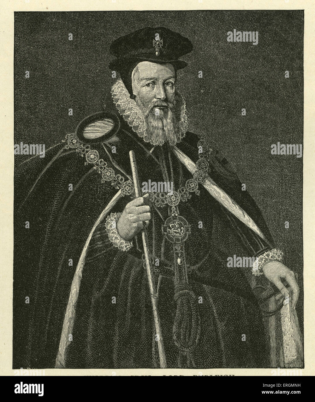 William Cecil, Lord Burleigh (1520-1598) (Burghley) a été conseiller à la reine Elizabeth I et fondateur de la dynastie de Cecil, ancêtre Banque D'Images