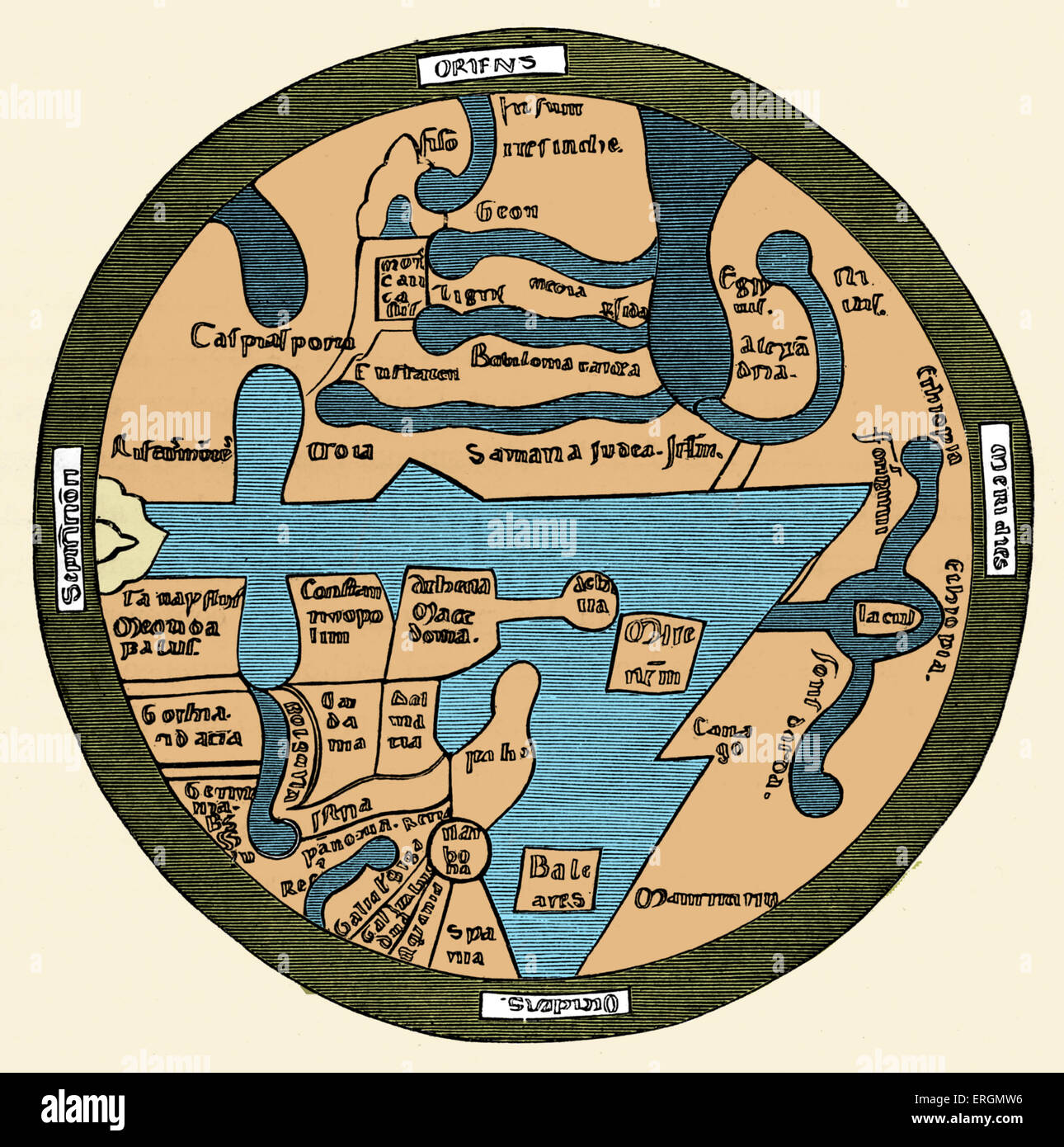 La carte du monde romain - de 'Liber Guidonis", manuscrit de 1119. Banque D'Images
