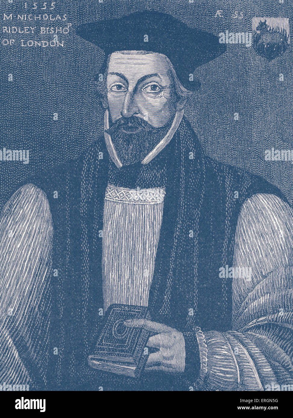Nicolas Ridley (1500-1555) était un évêque brûlées pendant les persécutions mariales pour la prédication du protestantisme et Banque D'Images