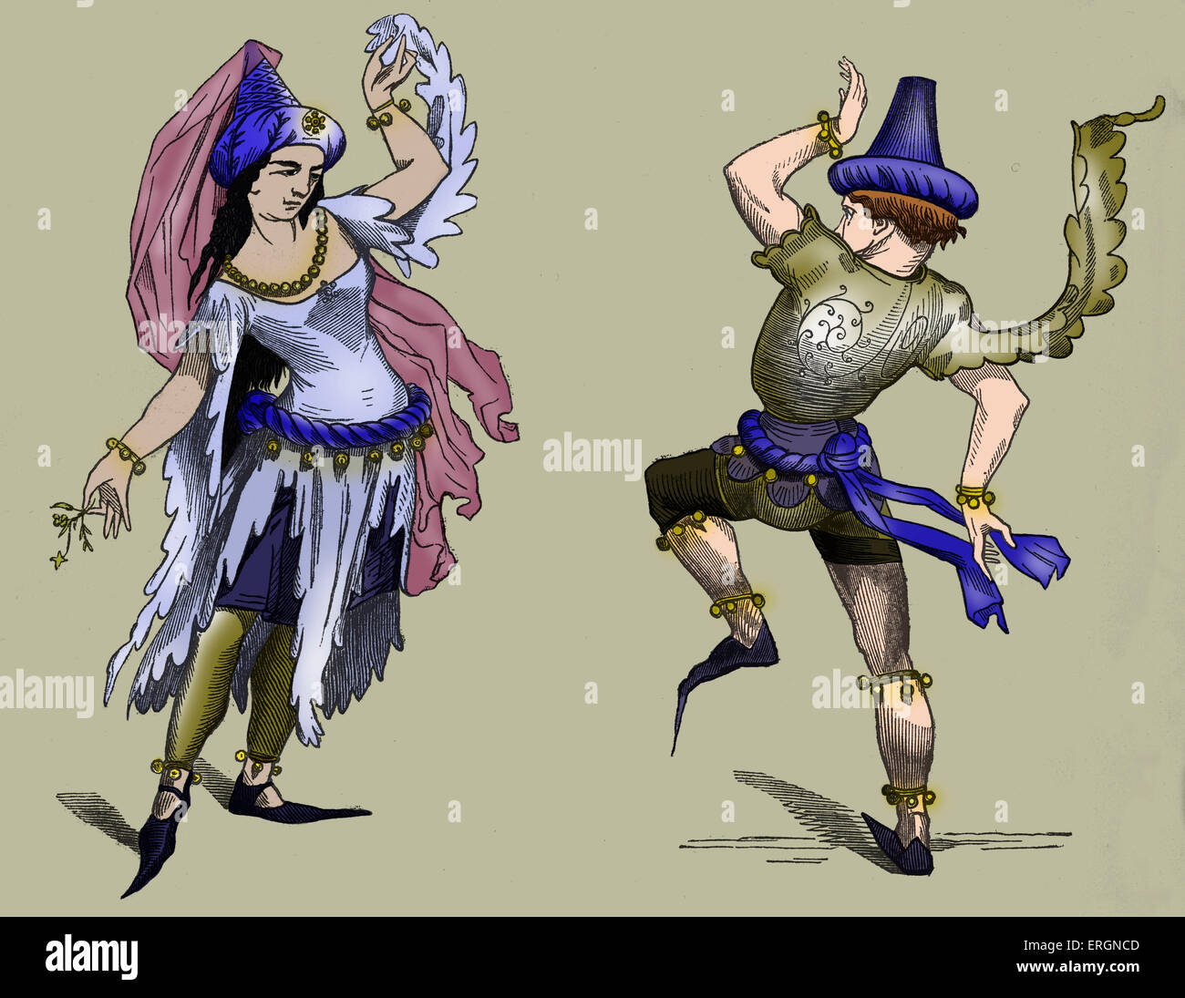 Morris Dancers en 15ème siècle en Angleterre. Banque D'Images