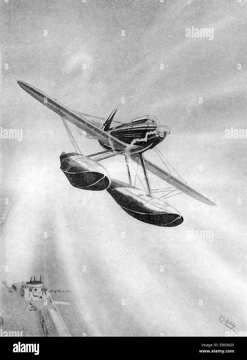 WW2 -Supermarine S.6B. Sous-titre suivant 'l'Ancêtre'. Définir un nouveau record du monde de vitesse en 1931 (407 mph). Les combattants modernes sont Banque D'Images
