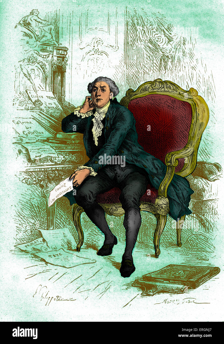 Jacques Necker, banquier suisse et Ministre des finances sous Louis XVI de France. Sa politique économique axée sur la rigueur et Banque D'Images