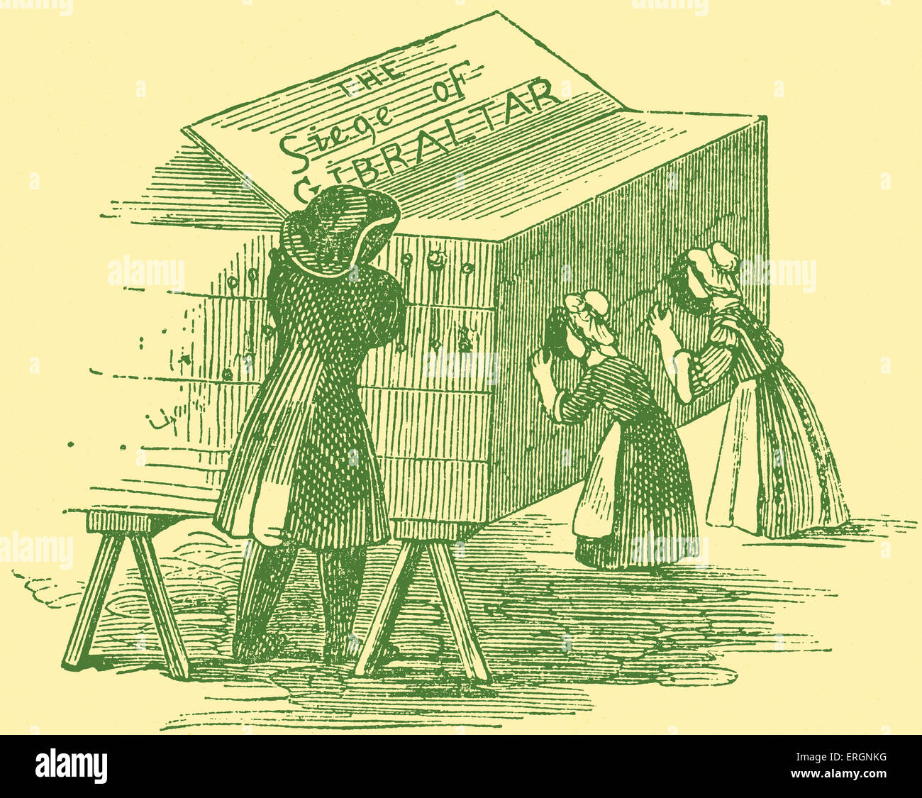 Peep Show, le siège de Gibraltar à Bartholomew Fair London, 1728.( Bartholomew Fair a eu lieu chaque année le 24 août à partir de Banque D'Images