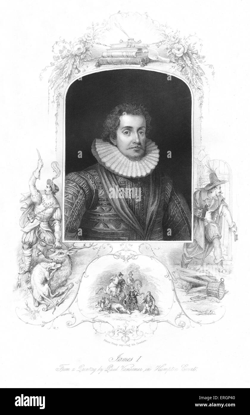 Jacques d'Angleterre et James VI d'Écosse, portrait. Roi d'Écosse Jacques VI à partir du 24 juillet 1567 et Roi d'Angleterre et Banque D'Images