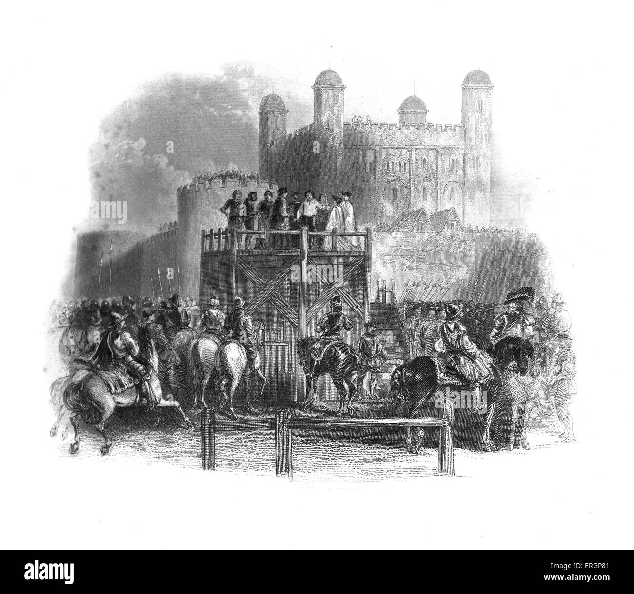 Exécution de John Dudley, duc de Northumberland (1505-1553). Après la mort du roi Édouard VI, Dudley a tenté en vain d'installer Lady Jane Grey sur le trône. Il fut exécuté pour trahison à Tower Hill le 22 août 1553. Banque D'Images