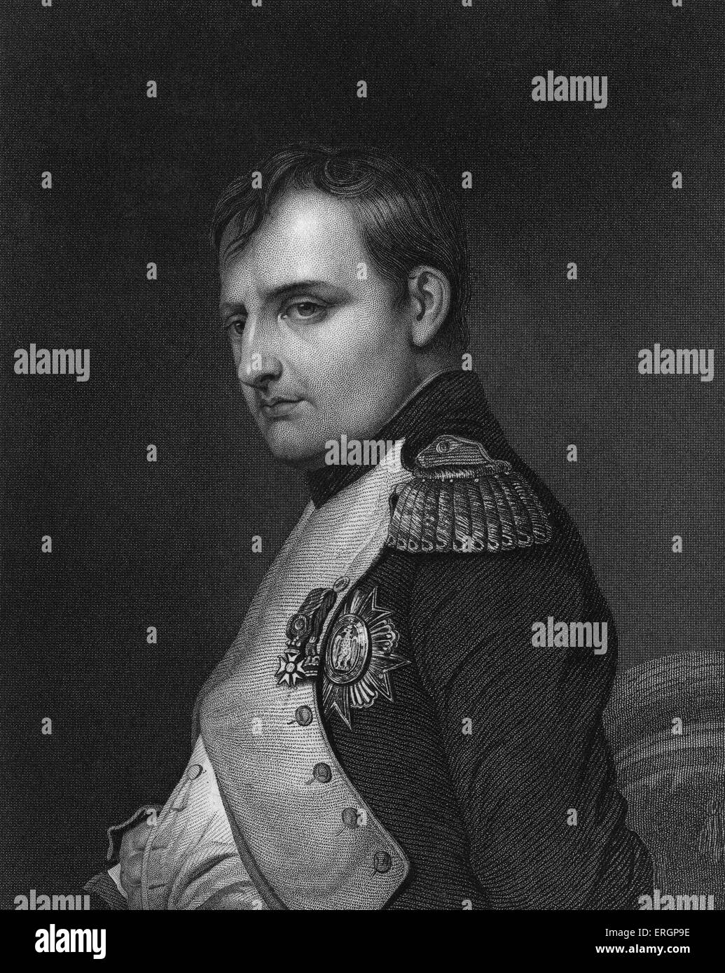 Napoléon Bonaparte, portrait. Militaire français et leader politique, 15 août 1769 - 5 mai 1821. Après la gravure de Banque D'Images