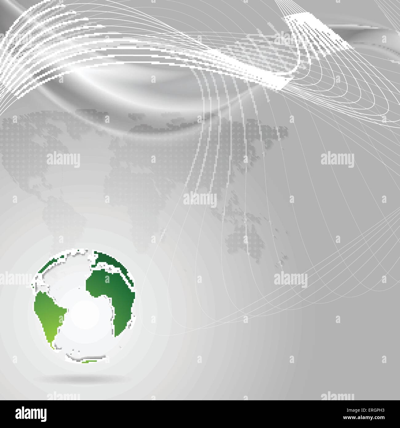 Technologie Concept de fond avec les vagues et Green Globe. Conception vectorielle Illustration de Vecteur