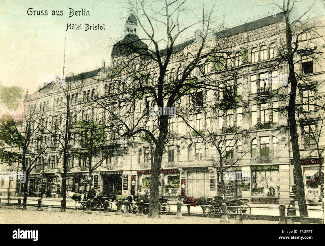 Hôtel Bristol, Berlin, Allemagne. Au début du xxe siècle. Vue sur la rue. Banque D'Images