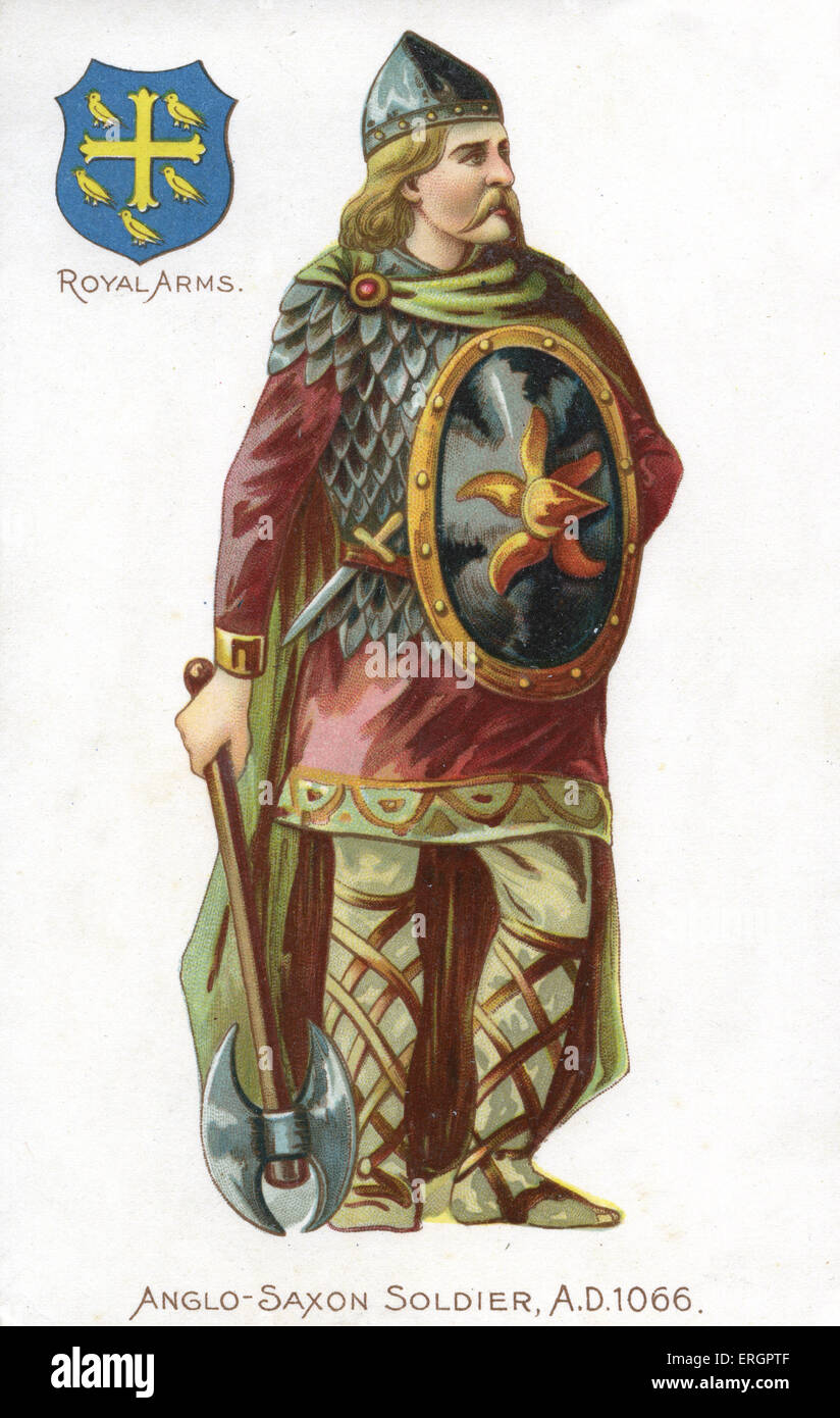 Soldat anglo-saxonne, 1066. Dans l'habillement du soldat au moment de la bataille de Hastings, portant une ceinture maille top sur une tunique. Banque D'Images