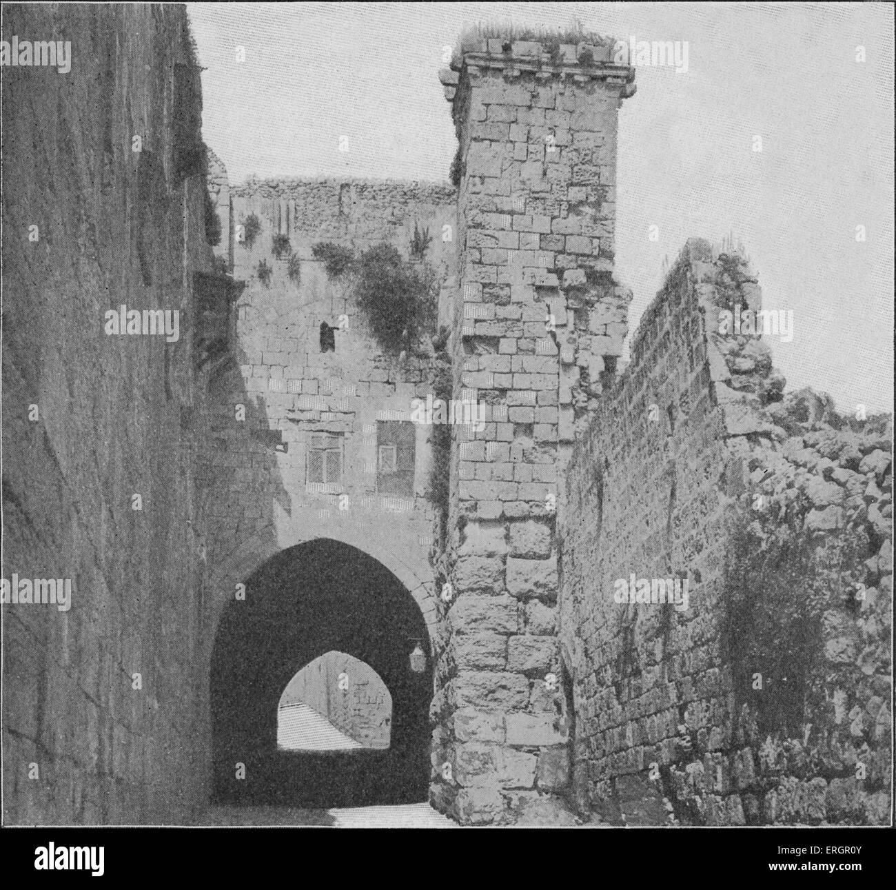 La forteresse Antonia, également connu sous le nom de la tour d'Antonia, Jérusalem, au début du xxe siècle. Caserne militaire construite par Hérode le Banque D'Images
