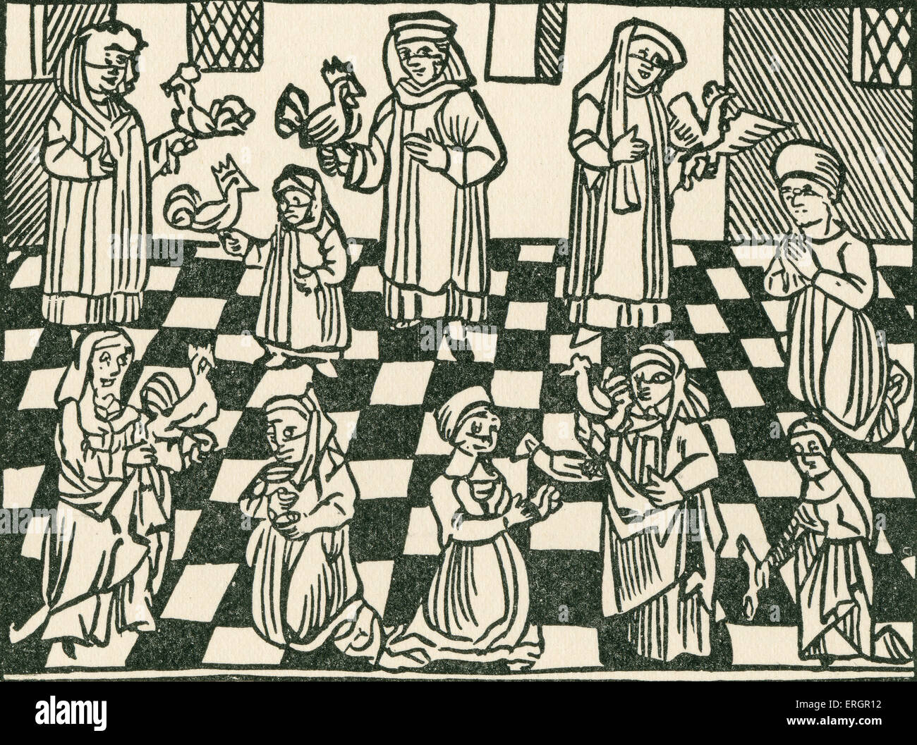 Kapparot - cérémonie rituelle juive effectué à la veille du Yom Kippour, le Jour des Expiations. Les hommes et les femmes plus de poulets swing Banque D'Images