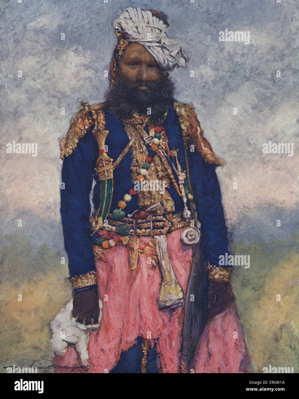 "La retenue", un soldat de Rajgarh, un État princier de l'Inde pendant le Raj britannique. Après l'illustration par Mortimer Banque D'Images