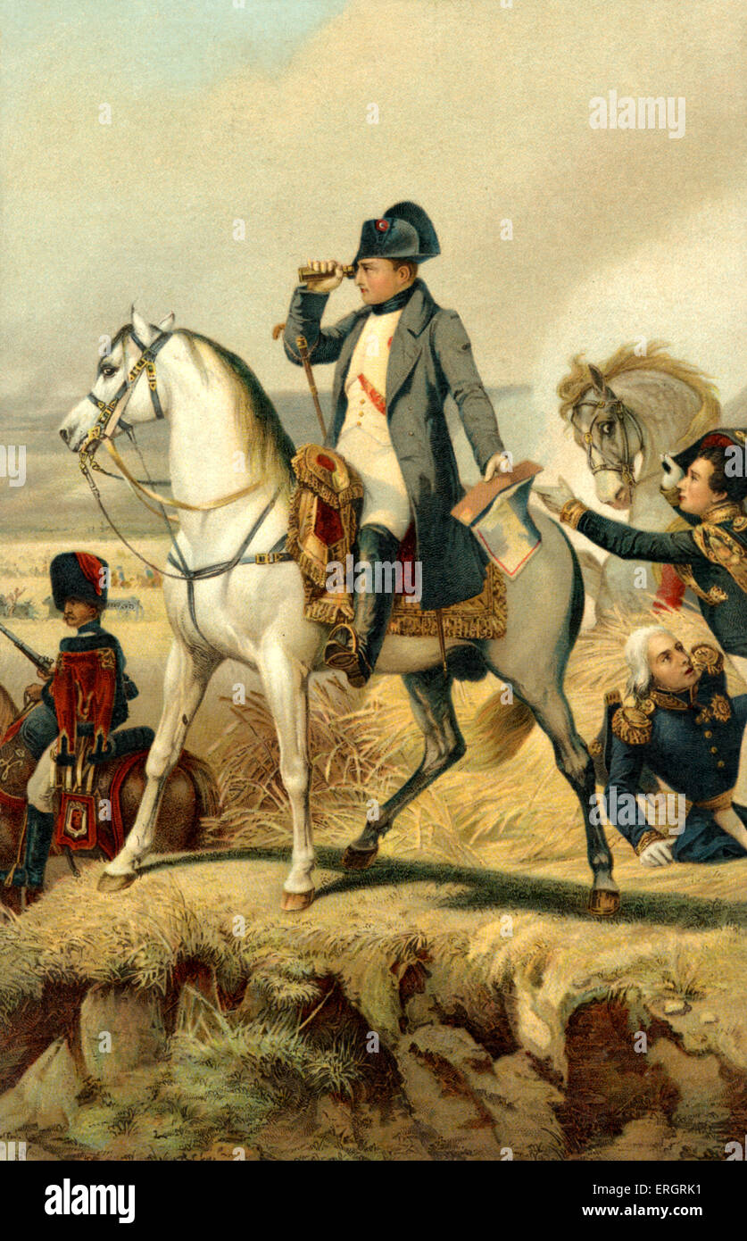 Napoléon Bonaparte à cheval à la bataille de Wagram ...