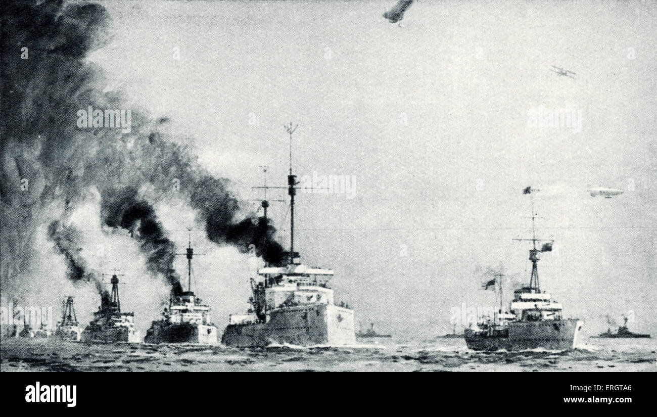 "La reddition de la flotte allemande' - illustration de l'abandon de la marine allemande à la fin de la Première Guerre mondiale, 1918. mer. Banque D'Images