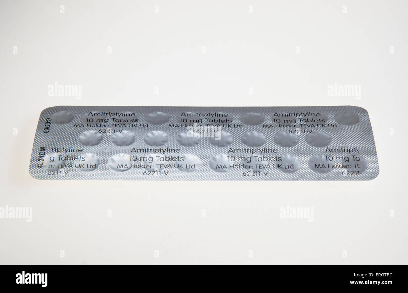 L'Amitriptyline 10mg comprimés de médicaments pour les maux de dos Banque D'Images