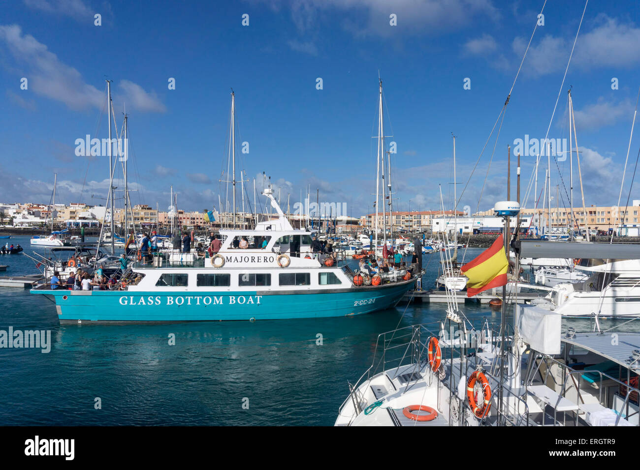 Marina Corralejo, bateau à fond de verre , Fuerteventura, Îles Canaries, Espagne Banque D'Images