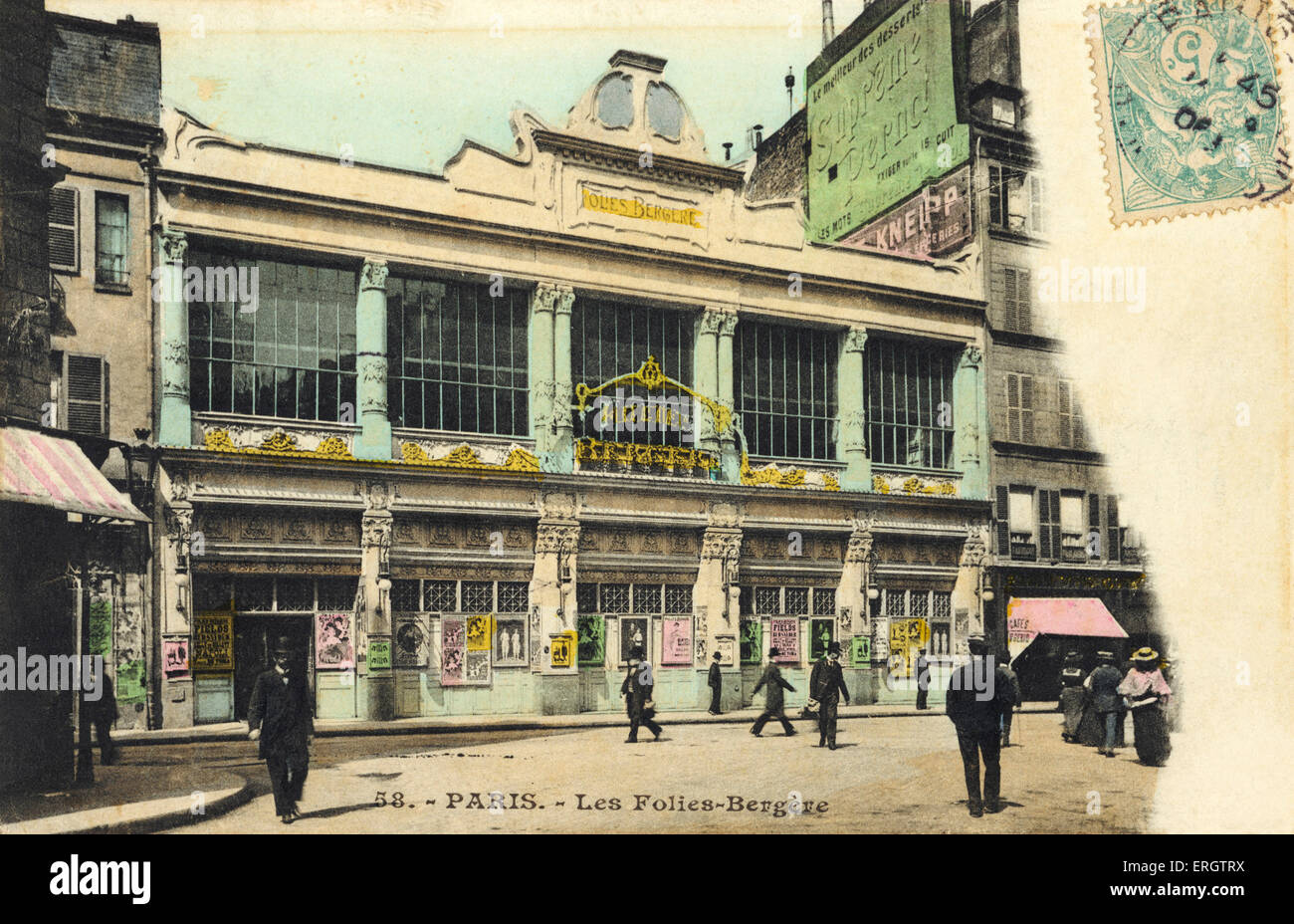 Les Folies-Bergere extérieur, Paris célèbre night club parisien. Banque D'Images