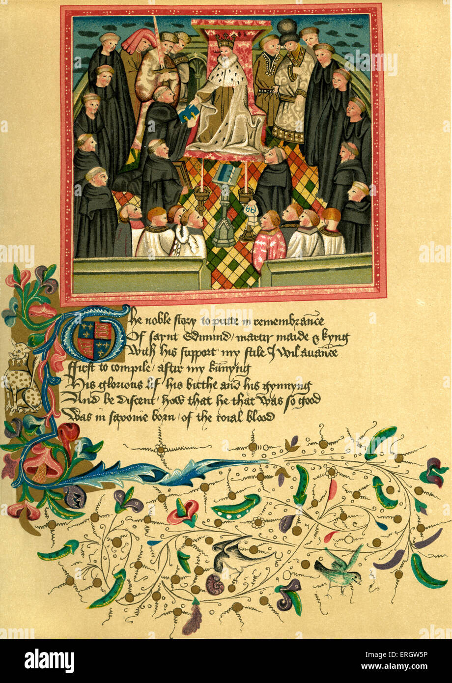 John Lydgate de Bury du manuscrit Harleian par Robert Harley, comte d'Oxford, son fils Edward, 2e comte d'Oxford et Banque D'Images