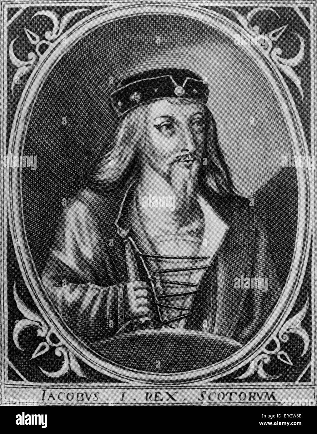 Jacques d'Écosse 1602. Roi d'Écosse : 10 décembre 1394 - 21 février 1437. Banque D'Images
