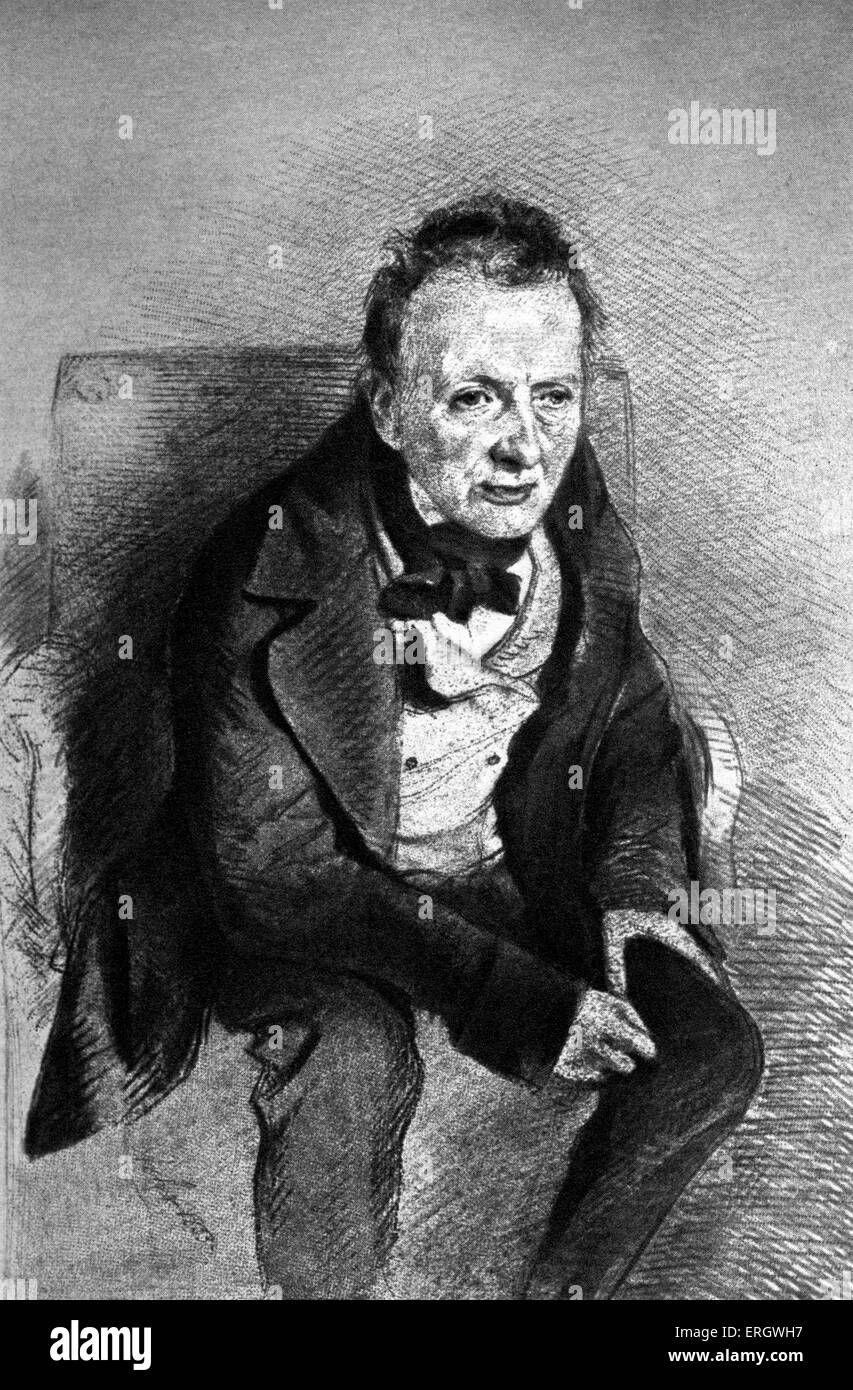 Thomas de Quincey : Anglais auteur et droits de propriété intellectuelle, 15 août 1785 - 8 décembre 1859. D'après un dessin de James Archer. Banque D'Images