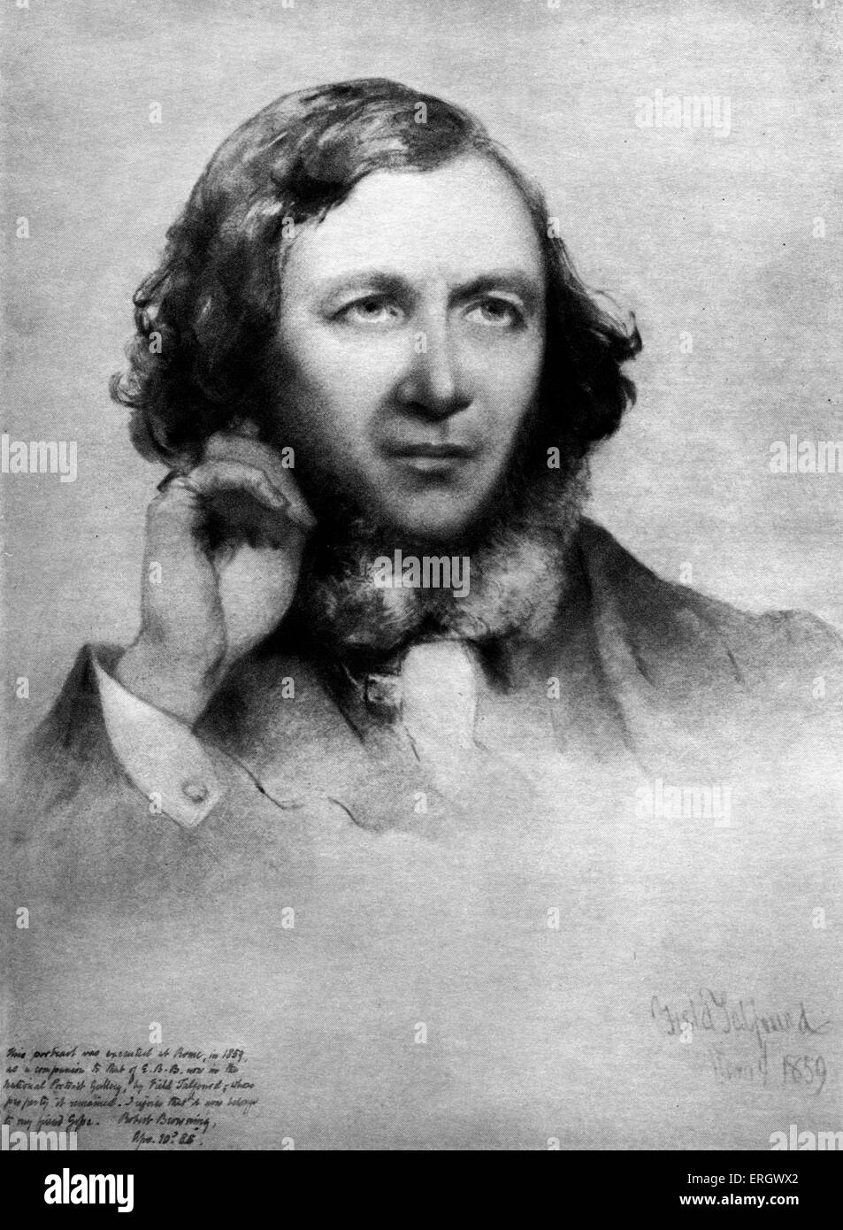 Robert Browning : poète et dramaturge anglais : 7 mai 1812 au 12 décembre 1889. Après le portrait par domaine Talfourd. Banque D'Images