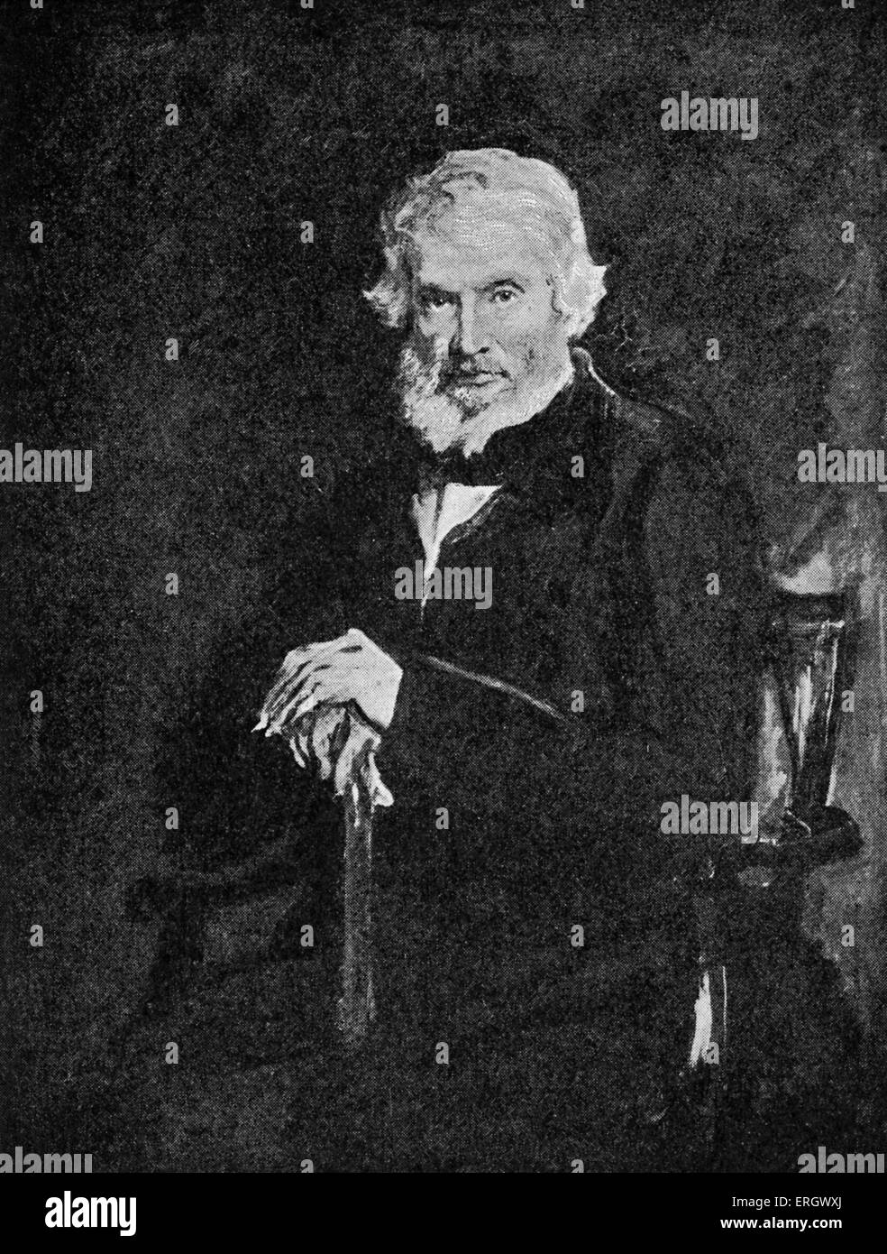 Thomas Carlyle : historien et essayiste écossais, 1795-1881. D'après un dessin de Samuel Laurence. Banque D'Images