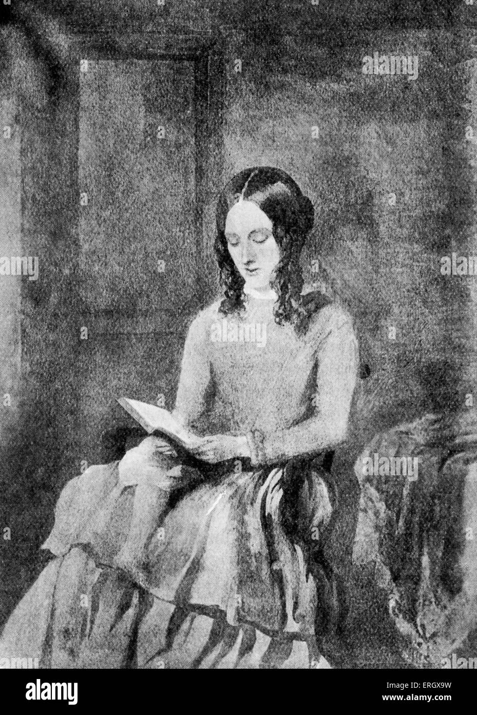 Charlotte Bronte : romancier britannique, 1816-1855. D'une couleur de l'eau par Paul Heger, 1850. Banque D'Images