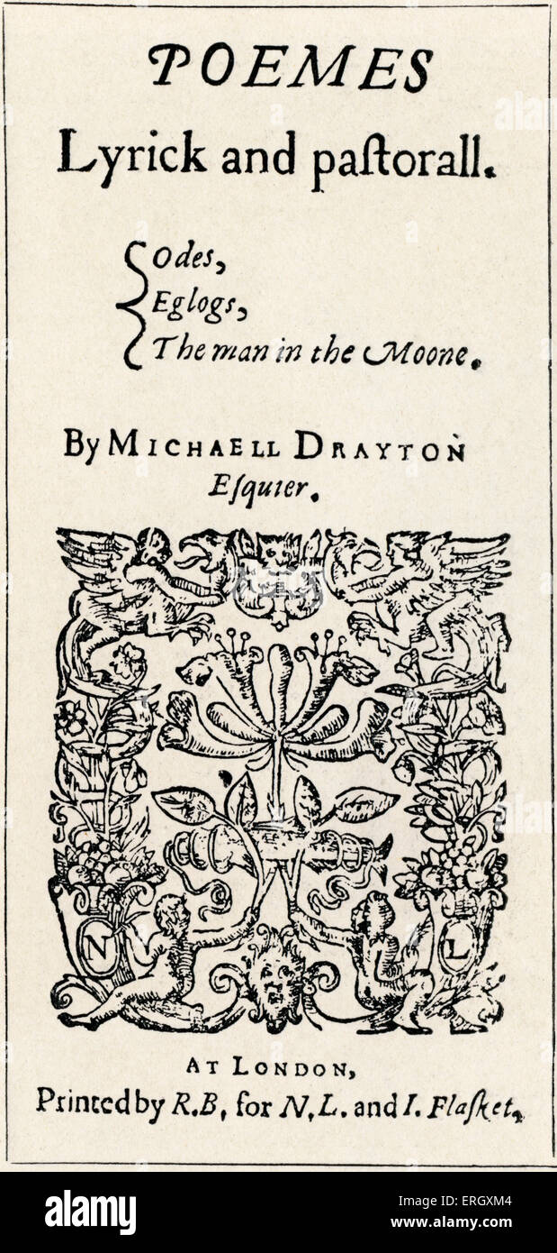 Les Poèmes de 'Drayton' par Michael Drayton. Page de titre. 1606. MD : poète anglais, 1563 - 23 décembre 1631. Banque D'Images