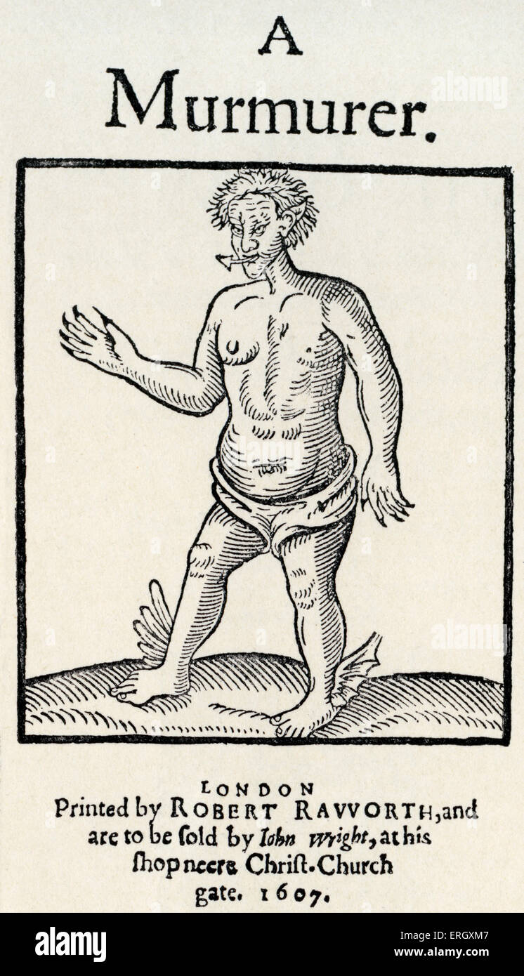 'Un' Murmurer par Nicholas Breton. Page de titre. 1607. NB : poète et romancier anglais, 1545 - 1626. Banque D'Images