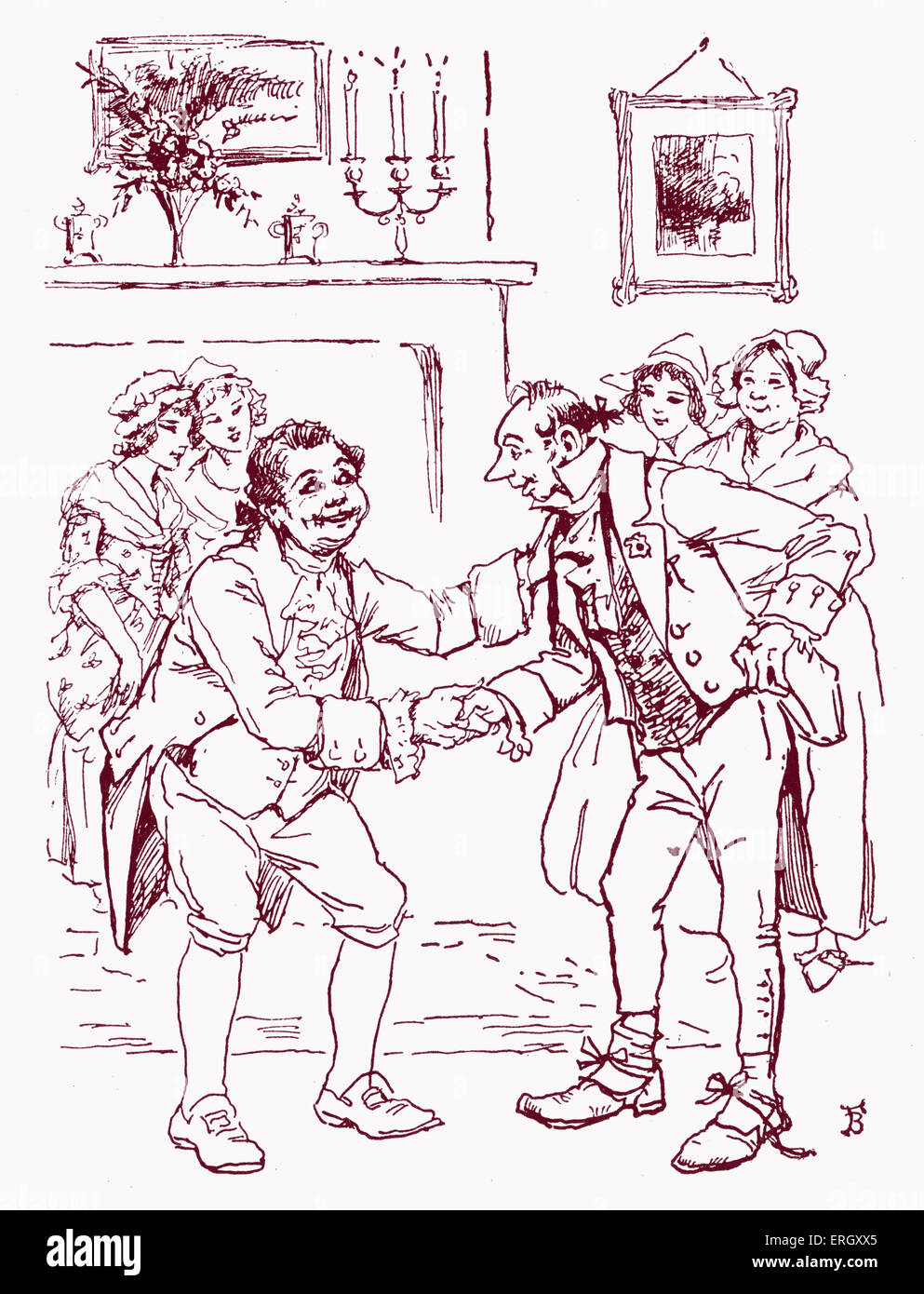 'La légende de Sleepy Hollow" de Washington Irving. Sous-titre suivant : ''ancien Baltus Van Tassel déplacé à propos de parmi ses invités avec un Banque D'Images