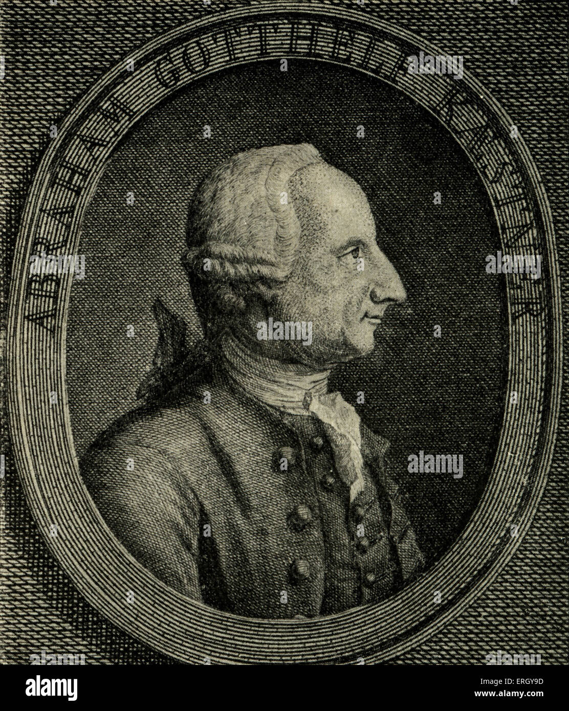 Abraham Gotthelf Kästner. Gravure en ligne par Johann David Schleuen. D'après J. H. Tischbein. AGK, mathématicien allemand : 27 Banque D'Images