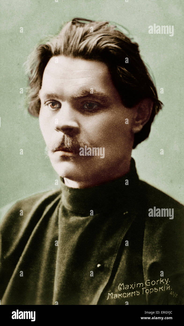 GORKI ( ou ), Maxim Gorki - Portrait - l'origine le nom d'Alexei Pechkov, a adopté son nom signifie 'Maxim l'amère'. Comme une figure littéraire, il a comblé le fossé entre pre et post-révolutionnaire en Russie. Écrivain russe, 1868-1936 Banque D'Images