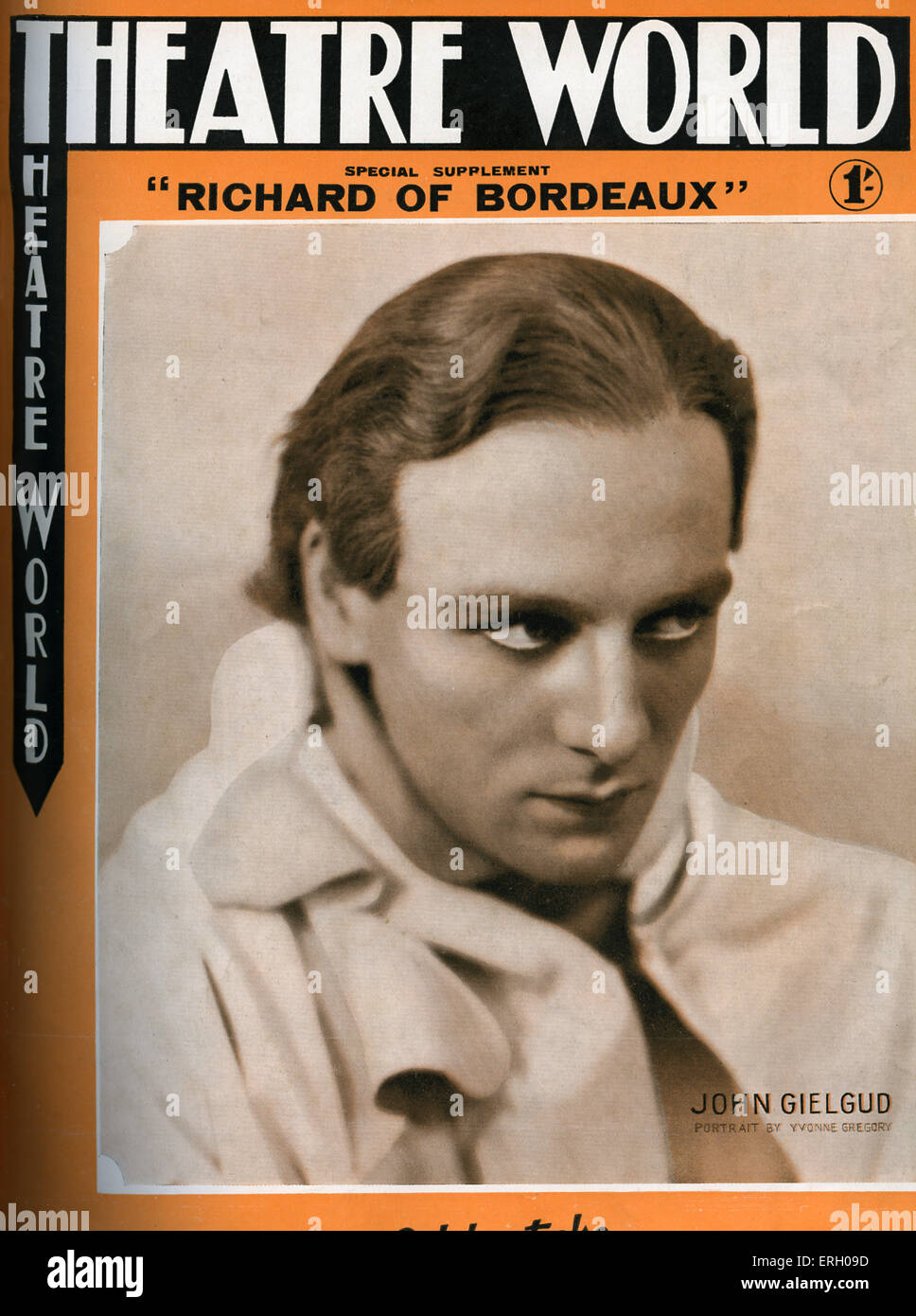 John Gielgud Theatre sur le couvercle du monde, mars 1933. Supplément spécial pour "Richard de Bordeaux' par Gordon Daviot. JG : Banque D'Images
