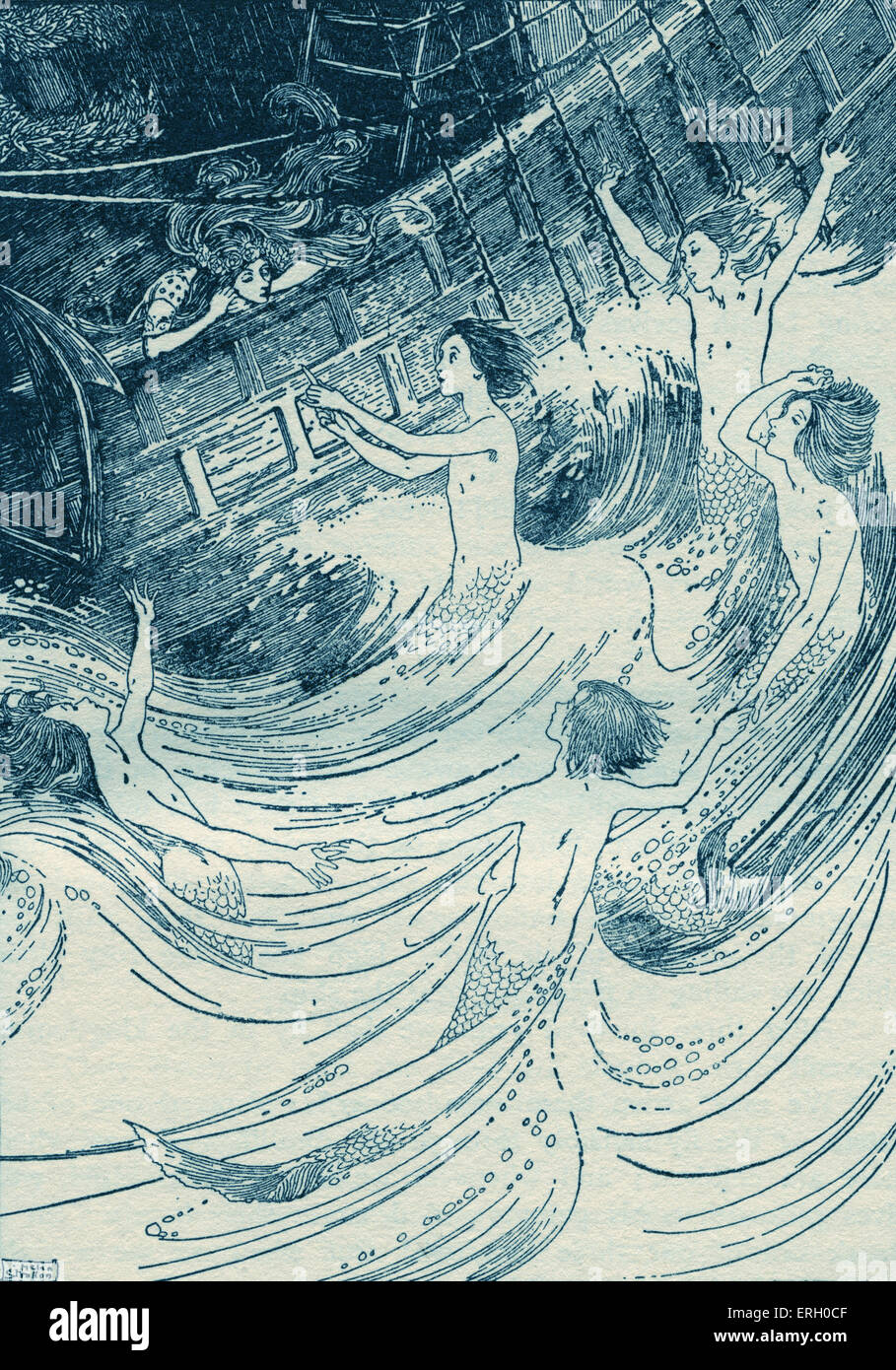 Hans Christian le conte d'Andersen La Petite Sirène. Sous-titre suivant : "il a vu ses soeurs s'élèvent de la mer" de sirènes Banque D'Images Hans Christian le conte d'Andersen La Petite Sirène. Sous-titre suivant : "il a vu ses soeurs s'élèvent de la mer" de sirènes Banque D'Images