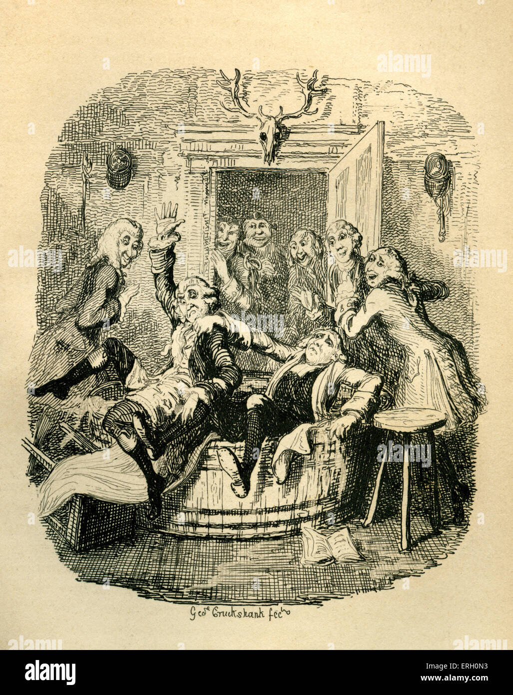 Henry Fielding 'Les Aventures de Joseph Andrews'. Sous-titre suivant : 'l'Ambassadeur.' (chute de Parson Adams dans l'eau) Banque D'Images