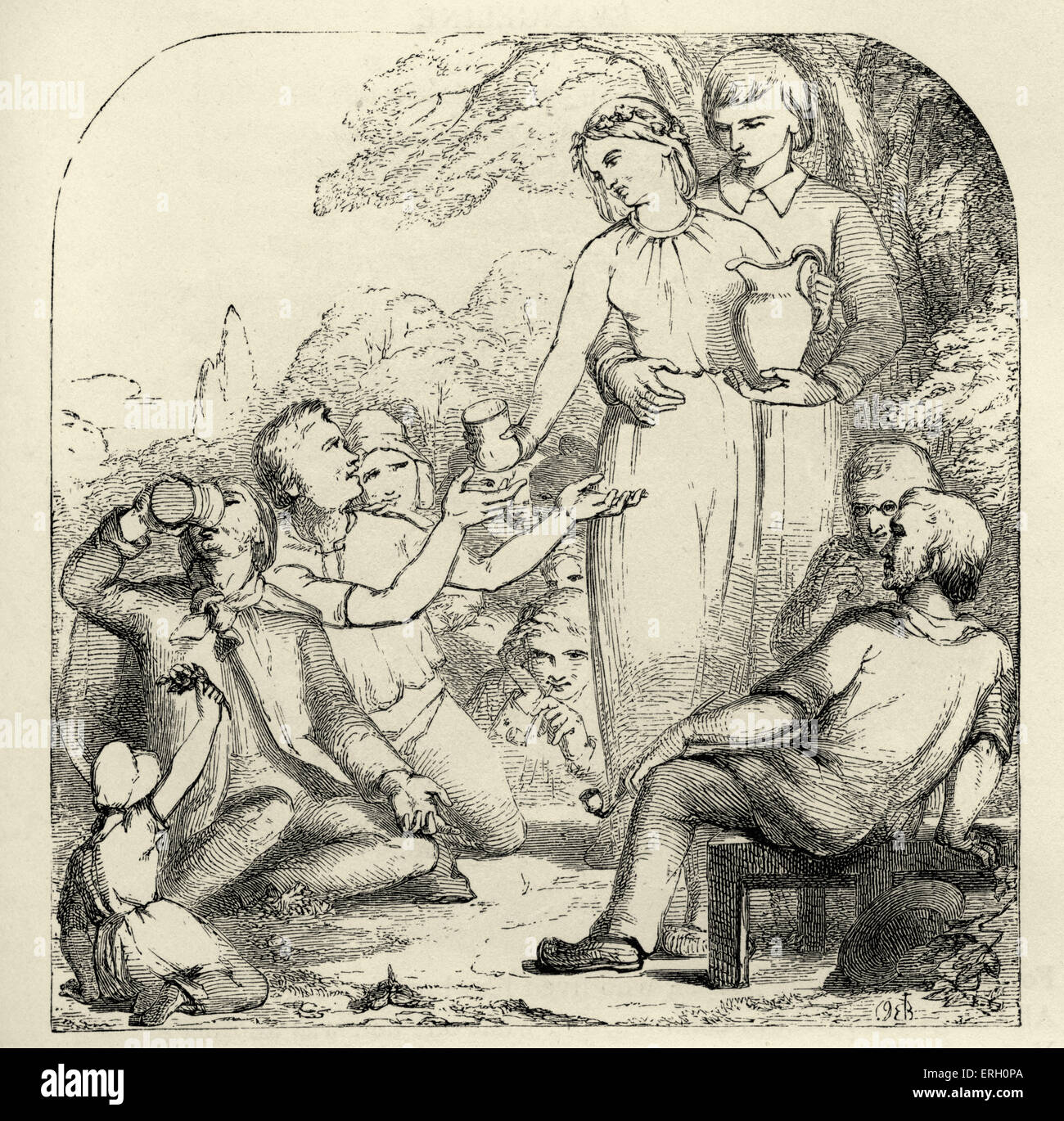 Evangeline par Henry Wadsworth Longfellow. 'Est entré dans leur maison de vacances habille l'blithe.' (paysans acadienne Henry Wadsworth) Banque D'Images