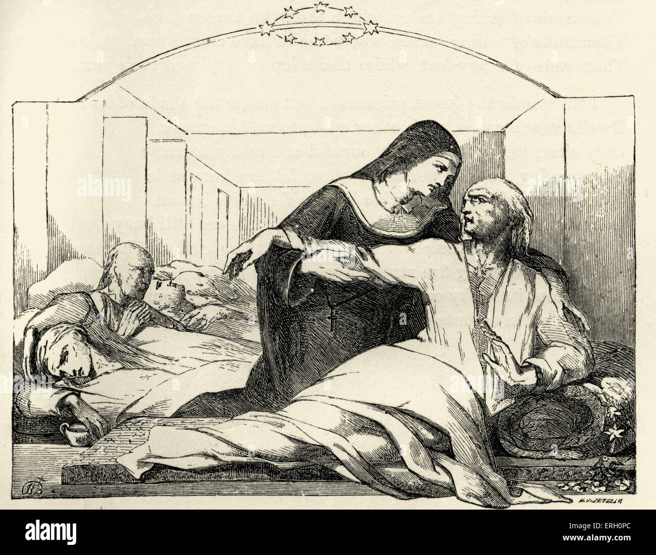 Evangeline par Henry Wadsworth Longfellow. Gabriel de mourir comme un soldat avec une dernière vision d'Évangéline. 'Comme dans les jours de sa Banque D'Images