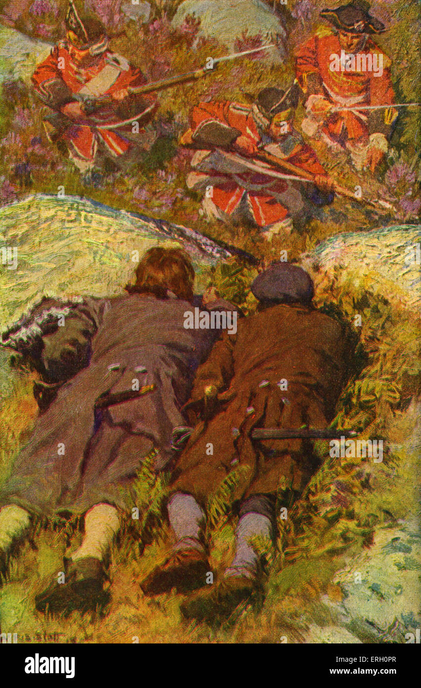 'Kidnappé', illustration de Robert Louis Stevenson. Sous-titre suivant : "Nous avons pu voir les soldats parmi les leurs baïonnettes pike Banque D'Images