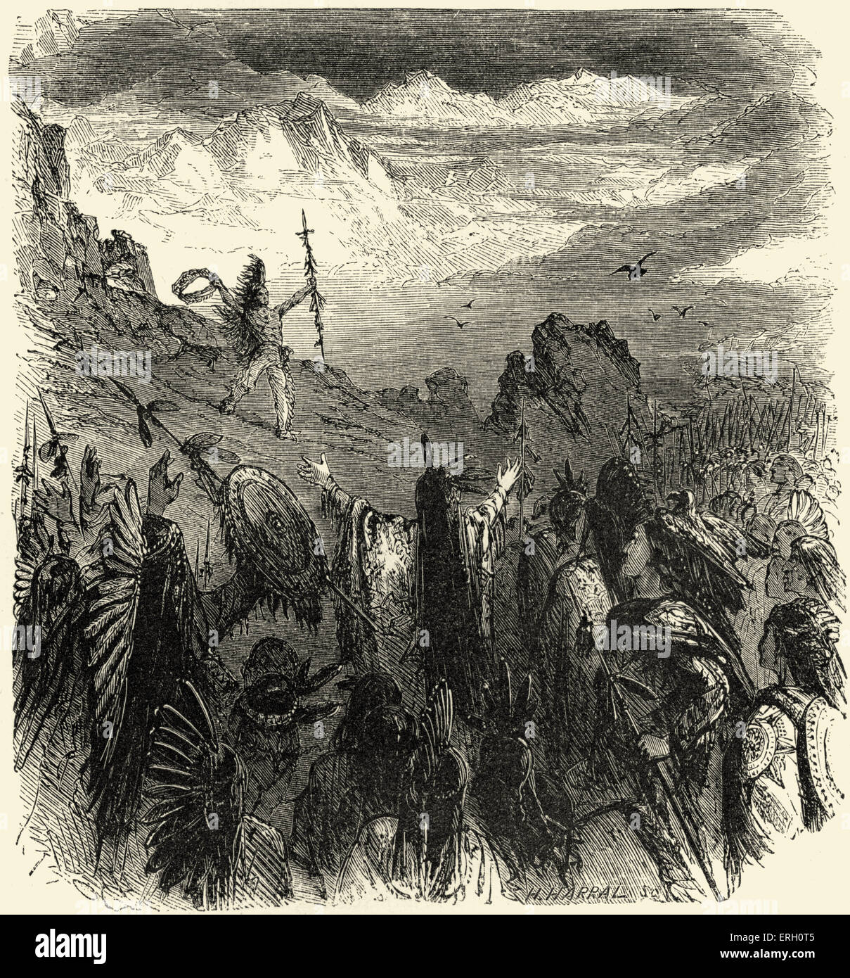 Song of Hiawatha par Henry Wadsworth Longfellow. Les quatre vents. Udjekeewis «(père de Hiawatha) après qu'il a fait Mishe-Mokwa.' Banque D'Images