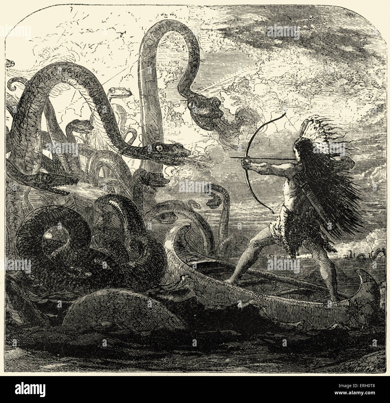 Song of Hiawatha par Henry Wadsworth Longfellow. Le Hiawatha et Pearl-plume. ' Les Serpents et de Hiawatha, le Kenabeek' Banque D'Images