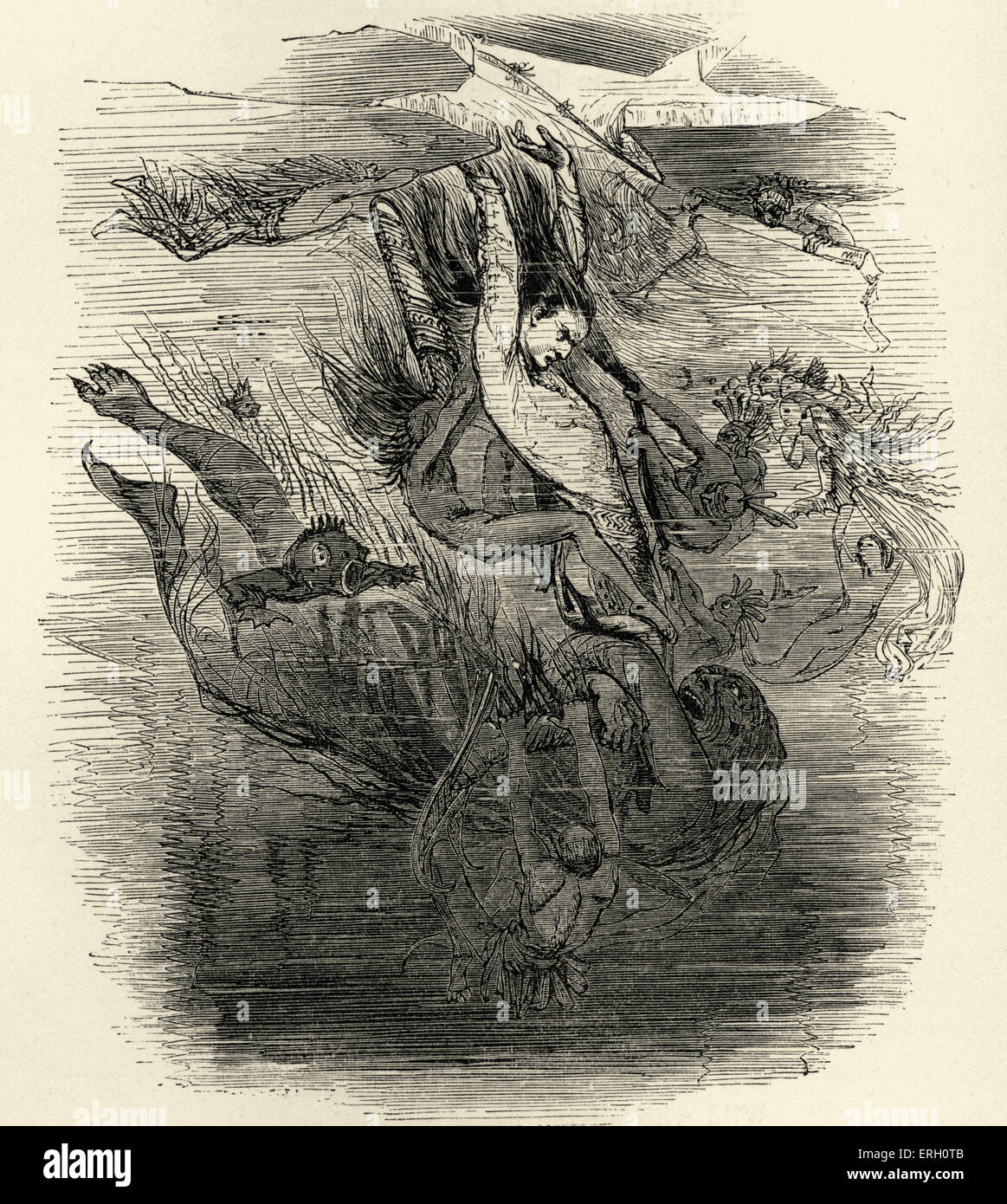 Song of Hiawatha par Henry Wadsworth Longfellow. 'L'Hiawatha Lamentation'. "Mort du Chibiabos Gitche Gumee dans le lac.' (Henry Banque D'Images