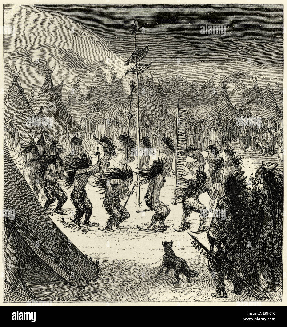 Song of Hiawatha par Henry Wadsworth Longfellow. "Les fantômes". "Sur la plaine de la danse des raquettes." (Henry Wadsworth) poète lyrique américain 27 février 1807 - 24 mars 1882 Banque D'Images