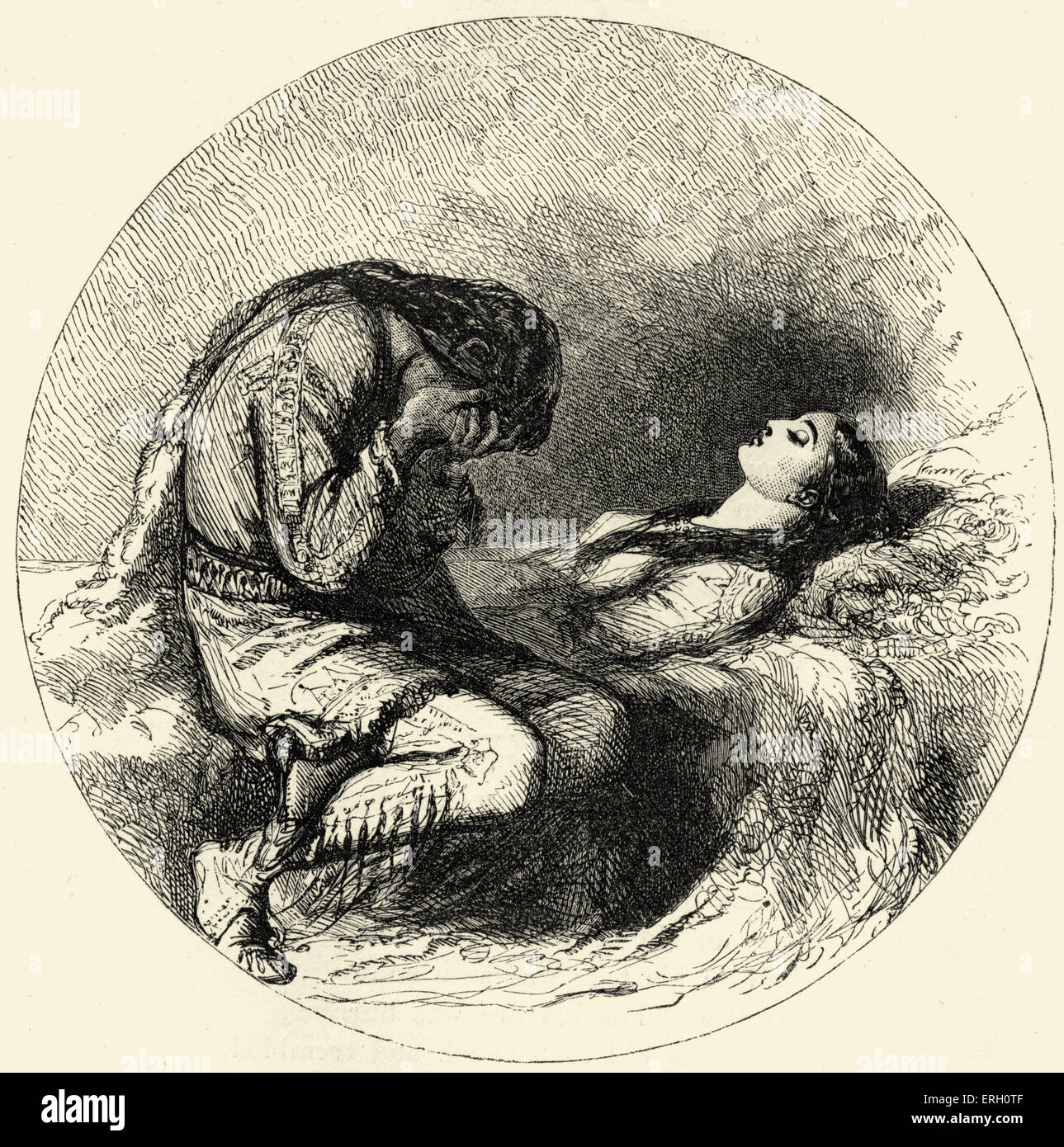 Song of Hiawatha par Henry Wadsworth Longfellow. "La famine". La mort de "deuil Hiawatha. Minnehaha' (Henry Wadsworth) poète lyrique américain 27 février 1807 - 24 mars 1882 Banque D'Images