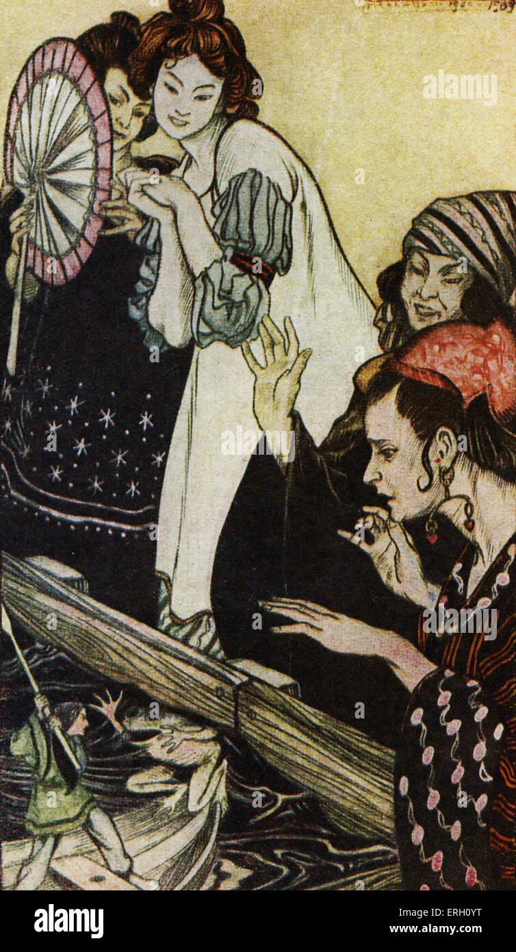 Les voyages de Gulliver par Jonathan Swift. D'abord publié en 1726. Légende : Gulliver et la grenouille. Satiriste anglo-irlandais, essayiste, Banque D'Images