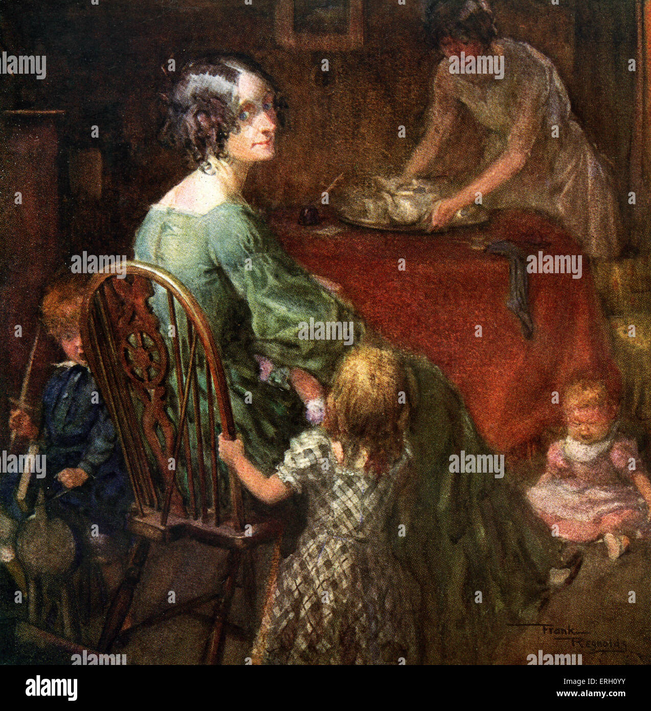 'David Copperfield" de Charles Dickens. Illustration par Frank Reynolds, vers 1911. Mme Micawber et famille. 'Une fine et s'est évanoui Banque D'Images
