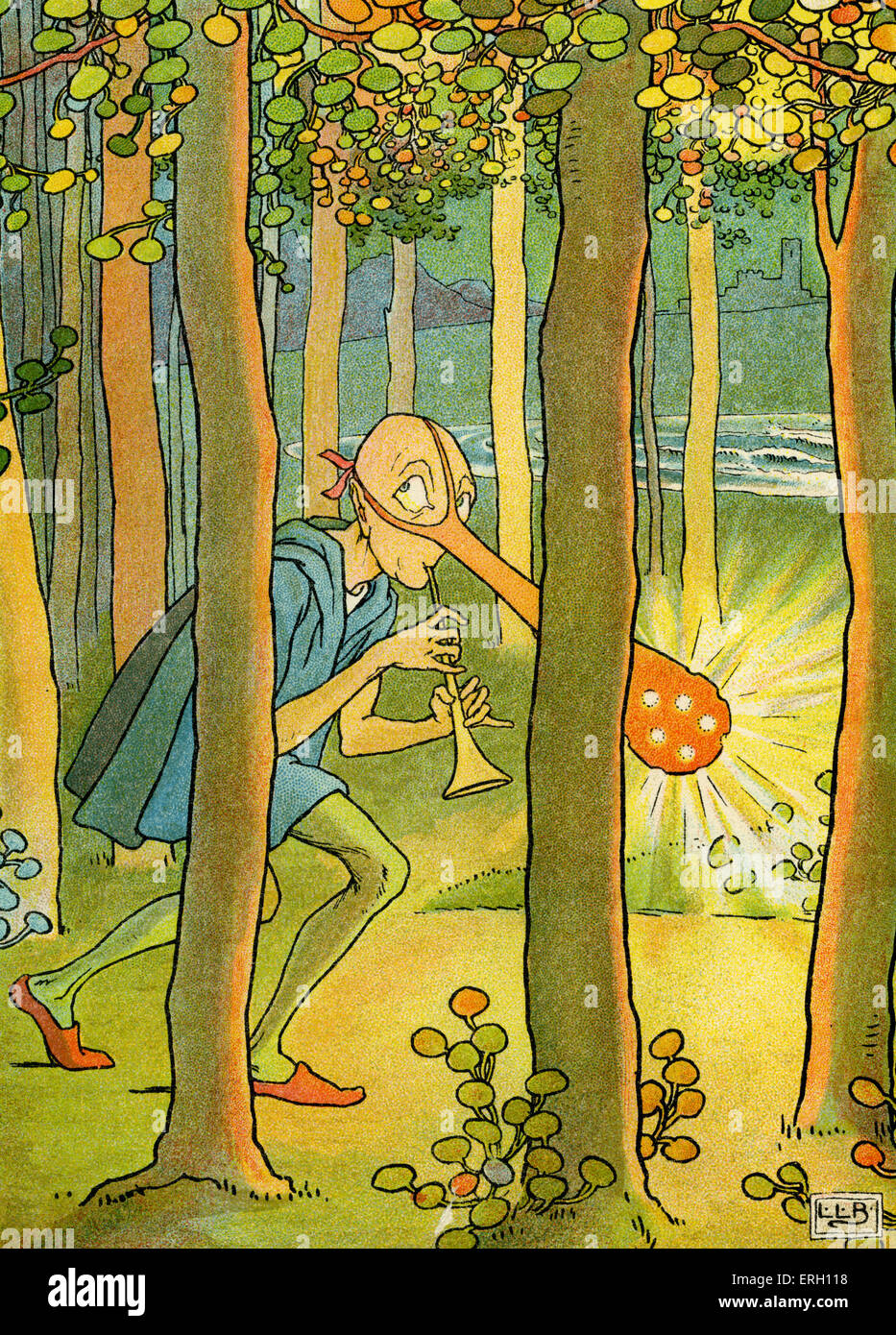 Le Dong avec un nez lumineux par Edward Lear : 'l'errance à travers la forêt Dong va'. Illustration par Brooke Leslie L. Banque D'Images