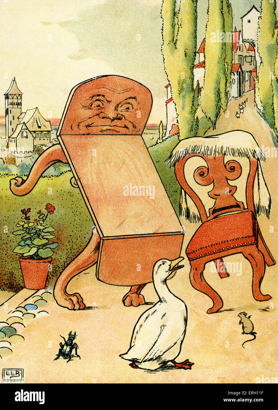 Edward Lear, la table et le président de 'Nonsense Songs' : 'Ils ont payé un Ducky-quack, et un scarabée et une souris, qui les a Banque D'Images