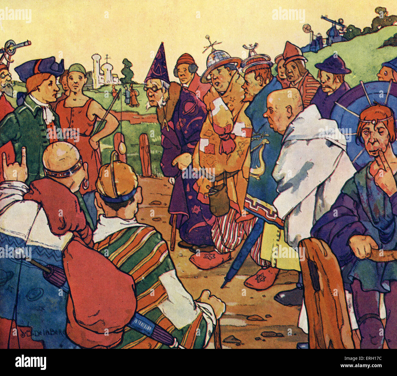 Voyages de Gulliver de Jonathan Swift. (Voyages en plusieurs nations éloignées du monde par Lemuel Gulliver) sous-titre suivant : 'Le laputians me regarda avec toutes les marques et circonstances de wonder' -(un Voyage à Laputa) - illustration par Stephen Baghot de la Bere, 1904. Initialement publié en 1726. JS : satiriste anglo-irlandais, essayiste, auteur, poète, pamphlétaire, politique 30 Novembre 1667 - 19 octobre 1745. Banque D'Images